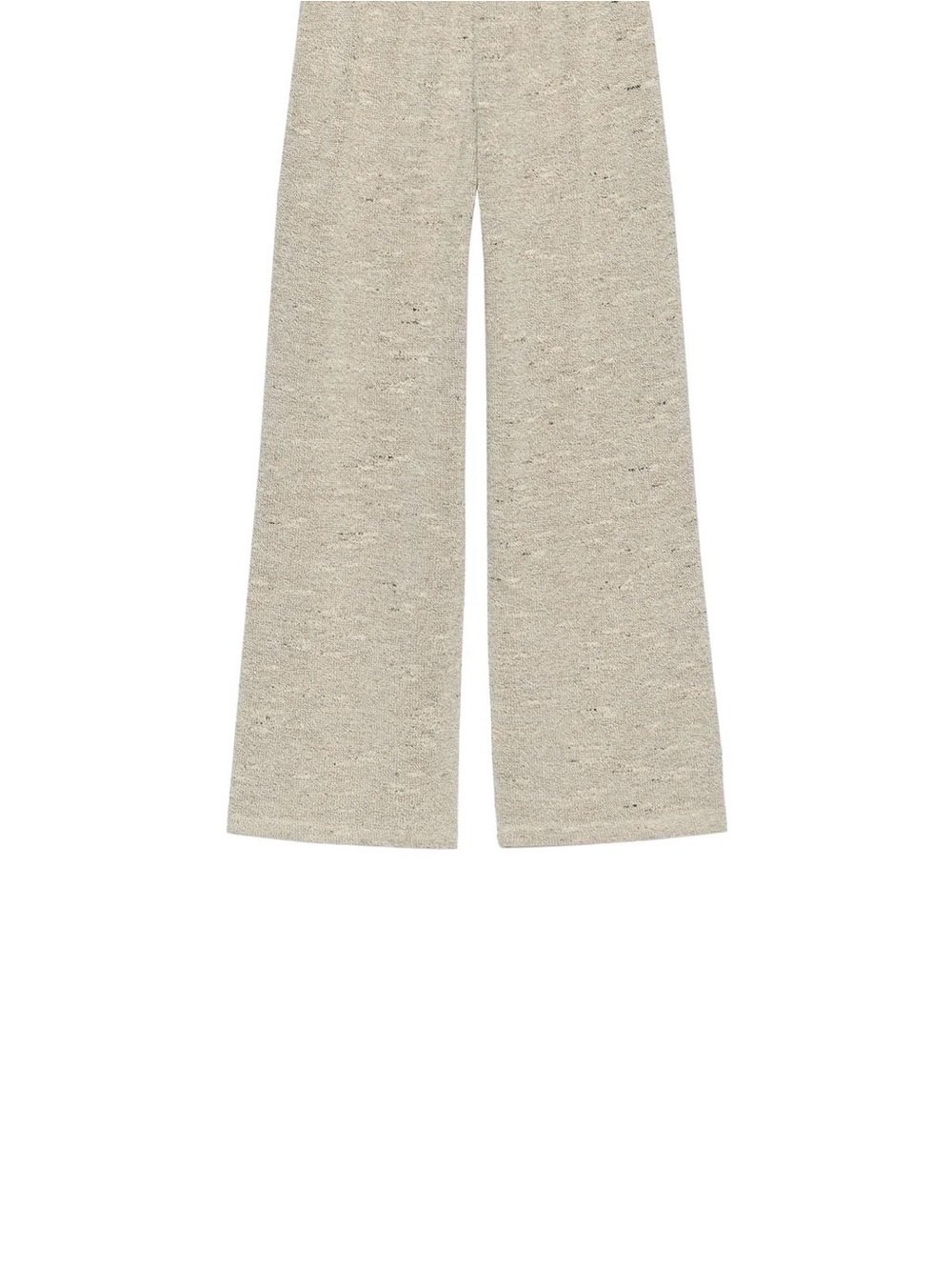 Zara Neutral Wide-Leg Knit Sweatpants in Oatmeal